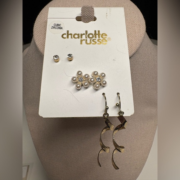 Charlotte Russe Accessories - Charlotte Russe Gold and Silver Cubic Zirconia Earring Trio
